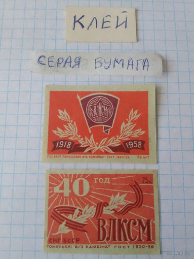 Спичечные этикетки ф.Гомель. 40 лет ВЛКСМ. 1958 год