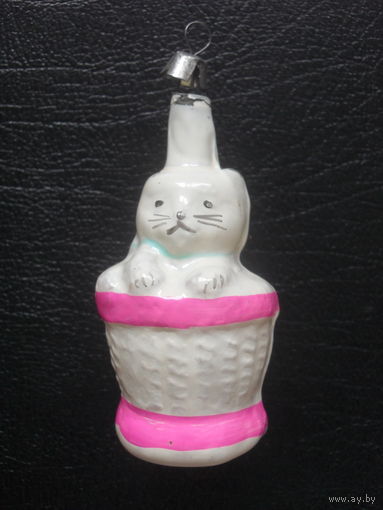 Елочная игрушка Кот в корзине.