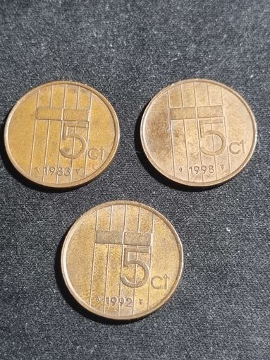 Нидерланды 5 центов 1983,1992,1998