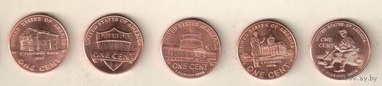 США набор 1 цент 2009-2010 жизнь Линкольна 5 монет