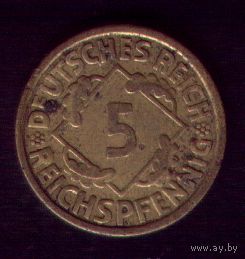 5 пфеннигов 1925 год F Германия
