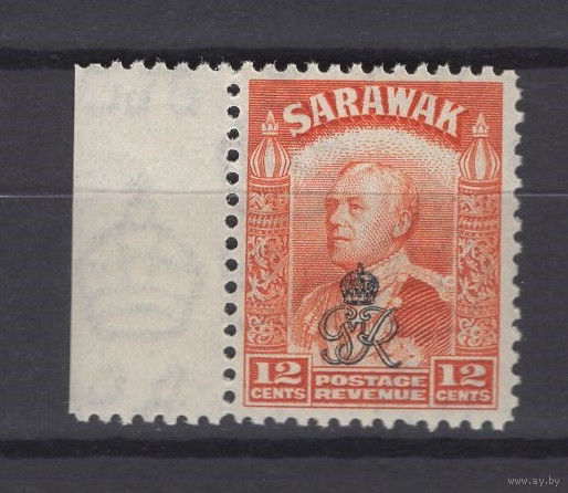 Саравак 1947 ** 12 cents, надпечатка "Королевский Вензель" левое поле