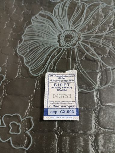 Билет на автобус Светлагорск серия СХ ( 2025 год)