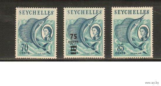 Сейшеллы-1962-1968(Мих.204,218,245) , **   ,  Морская фауна, Рыбы,