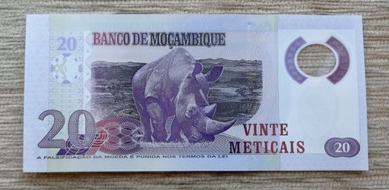 Werty71 Мозамбик 20 метикалов 2011 UNC банкнота метикайс Носорог метикалей