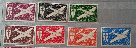 Французские колонии 1942 Французская Экваториальная Африка** Свободная Франция. Омнибус** Полная серия без наклеек и их следов