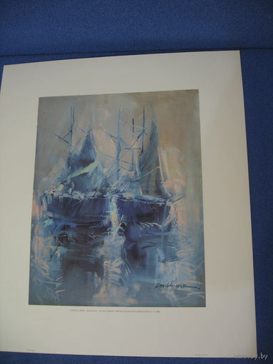 Картины репродукции "Парусники голубые" 46х54см Испания от 4-х+1даром (От 4-х и больше+1 даром (голубой парусник)