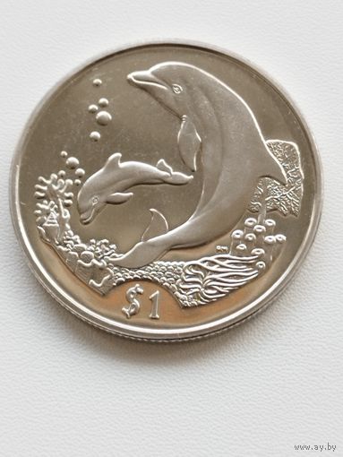 Британские Виргинские острова 1 доллар 2005 г. Дельфины