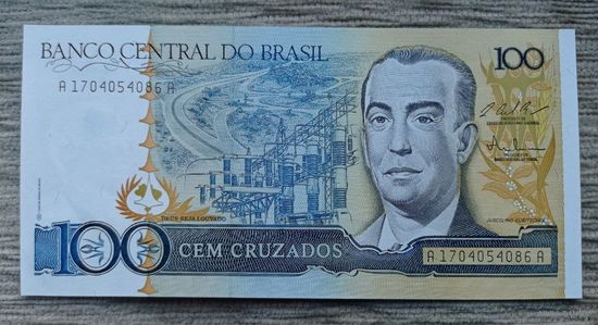 Werty71 Бразилия 100 крузадо 1987 UNC банкнота 1986