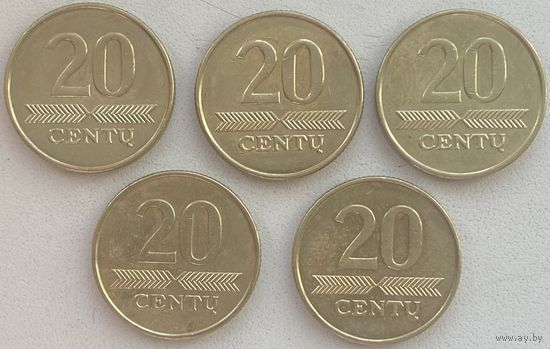 Литва 20 центов 2008 г. Цена за 1 шт.