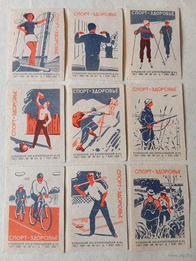 Спичечные этикетки ф.Барнаул. Спорт-здоровье. 1965 год