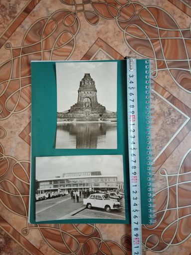 2 открытки чистые подписные с легендарным трабантом ГДР