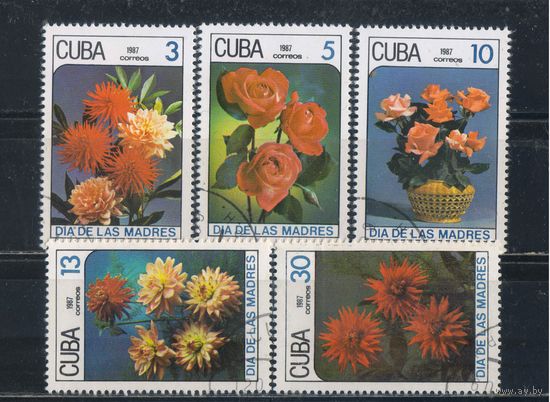 Куба Респ 1987 День Матери Георгины Розы #3093-7