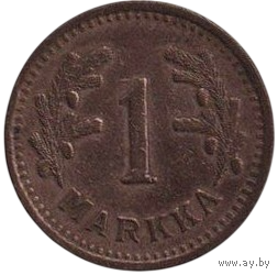 Финляндская Республика (Финляндия). 1 марка 1941. Медь