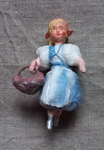 Ёлочная игрушка СССР вата папье-маше красная шапочка