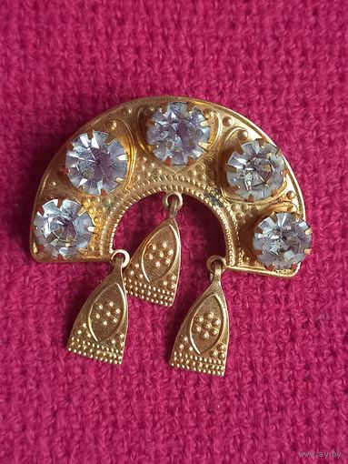 Брошь, брошка Кокошник СССР, клеймо. Позолота.