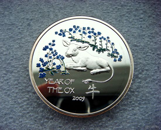 1 доллар 2008. Ниуэ МД Австралии (Перт). Год быка 2009. Восточный календарь. Серебро 925.