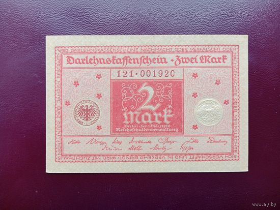 Германия 2 марки 1920 UNC