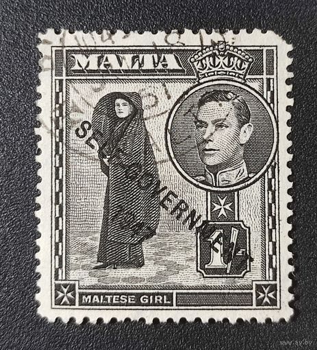Марка Мальта 1947г. с надпечаткой 1.6