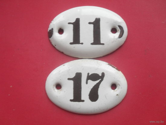 Эмалированный номерок на дверь,2 шт.