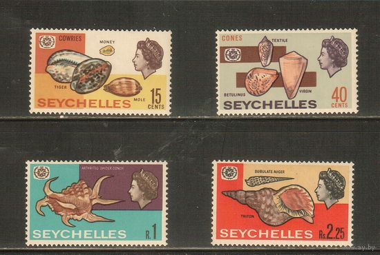 Сейшеллы-1967(Мих.239-242) , **   ,  Морская фауна, Раковины(полная серия)