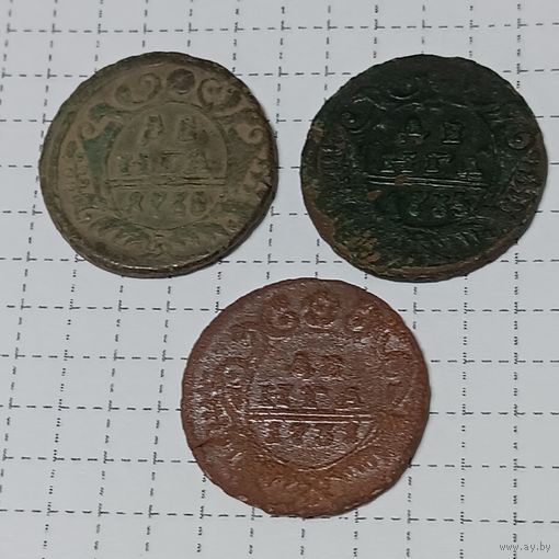Лот монет #8 Деньга 1731, 1735, 1738 , хороший рельеф. 3 шт