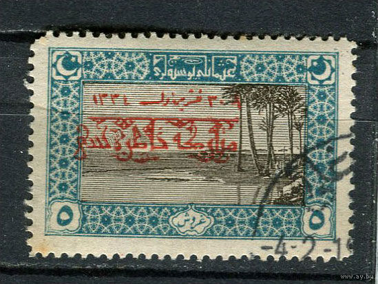 Османская Империя - 1919 - Надпечатка на 5Pia - [Mi.648A] - 1 марка. Гашеная.  (LOT Di36)
