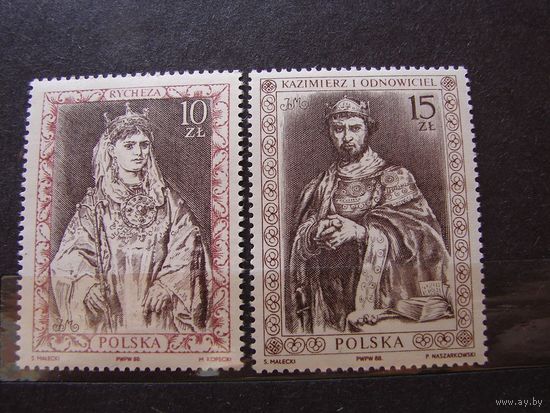 ПОЛЬША 1988 СЕРИЯ КОРОЛИ ПРАВИТЕЛИ ЖИВОПИСЬ MNH (КАЛ