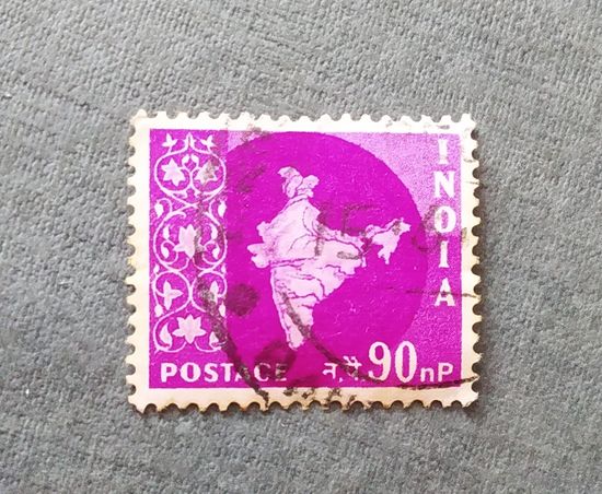 Марка Индия 1957 год Карта