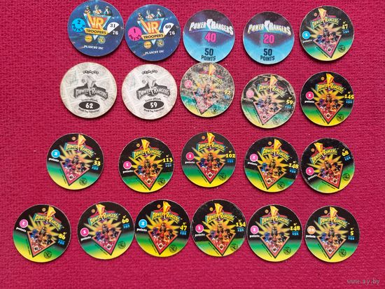 Фишки кепсы caps Power Rangers Могучие Рейнджеры. Цена за все фишки.