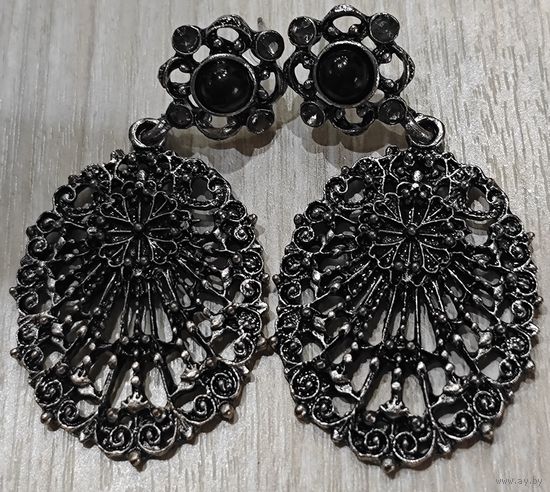 Советский винтаж. Серьги крупные. Филигрань. Нечастые