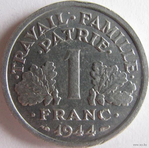 1k Франция 1 франк 1944 малая С ТОРГ В ХОЛДЕРЕ распродажа коллекции 1 frank 1944 small c