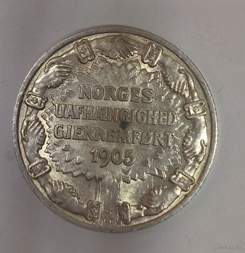 2 кроны 1906 Норвегия независимость нечастая