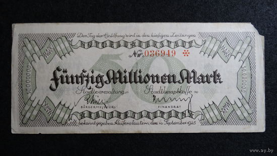50 миллионов марок 1923г. Кайзерслаутерн