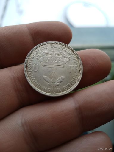 20 франков 1935 Бельгия, Леопольд 3 , серебро