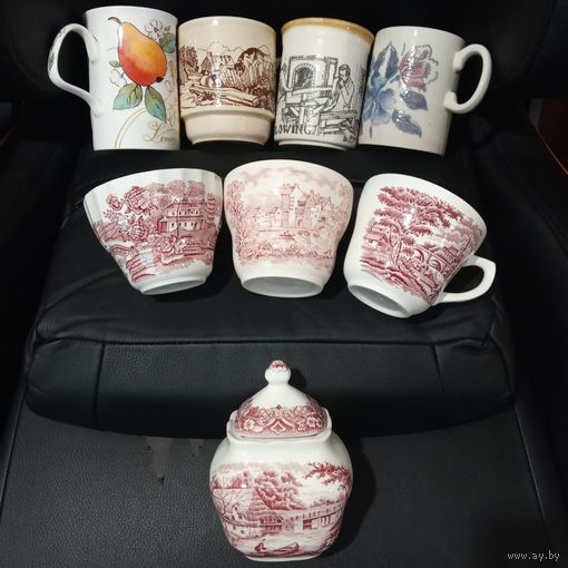 Английская Посуда Чашки Кружки Тарелки Блюдца Клейма Фарфор Фаянс Керамика Узоры Цветы Рельеф Англия