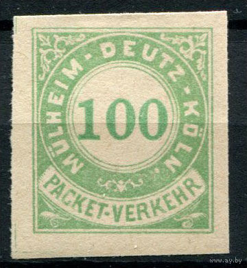 Германия - Мюльхайм-Дойц-Кёльн - Местные марки - 1888 - Цифры 100Pf - [Mi.28B] - 1 марка. Чистая без клея.  (Лот 148AQ)