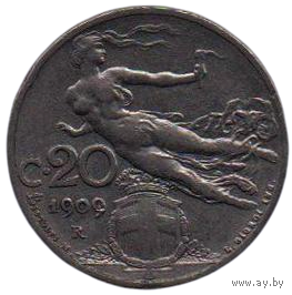 КОРОЛЕВСТВО ИТАЛИЯ. 20 ЧЕНТЕЗИМО 1909.