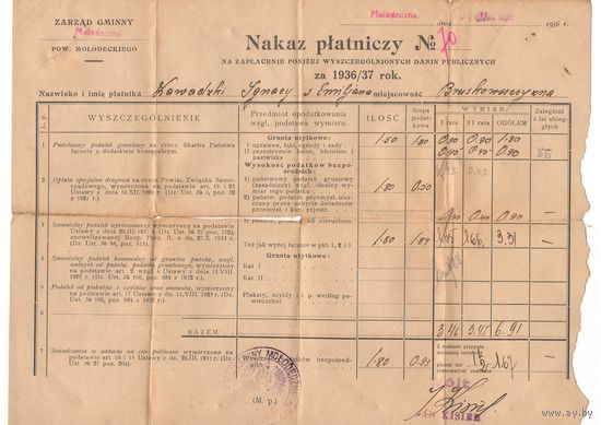 1937 Документ Молодечно II РП