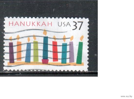США-2002 (Мих.3648) , гаш. , Праздники , Ханука(одиночка),
