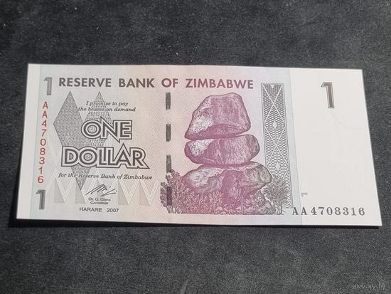 Зимбабве 1 доллар 2007 Unc