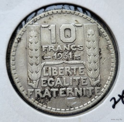 10 франков 1931 Франция Третья Республика! Серебро 10 грамм 680 пробы! ВОЗМОЖЕН ОБМЕН!