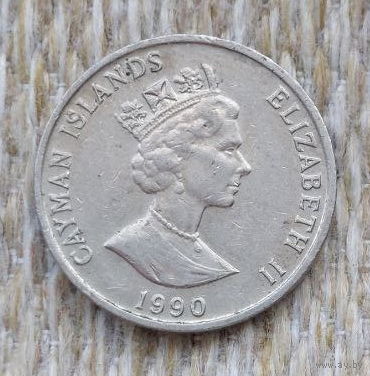 Каймановы острова 5 центов 1990 года. Кайманы. Креветка. Королева Елизавета II.