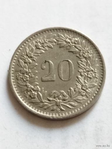 Швейцария 20 раппен 1968