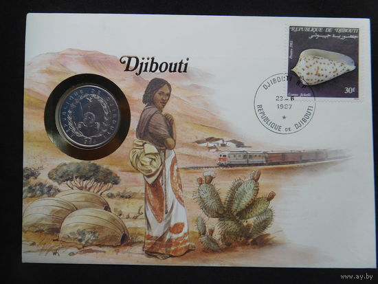 Джибути 5 франков 1986 г конверт первого дня КПД