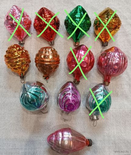 Елочные игрушки, стекло, бутоны