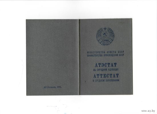 Одним лотом: Аттестат о среднем образовании 1981 и свидетельство о восьмилетнем обучении 1979