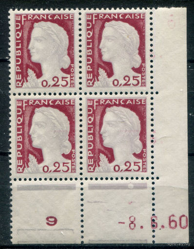 Франция - 1960г. - Марианна, 0,25 Fr - 1 кварт - полная серия, MNH [Mi 1316]. #4-W2-132-KS-1