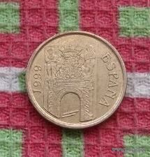Испании 5 песет 1999 года, AU. Хуан Карлос. Замок. Новогодняя распродажа!