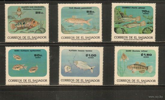Сальвадор-1985(Мих.1577-1582) , **  , Морская  Фауна ,  Рыбы(полная серия)